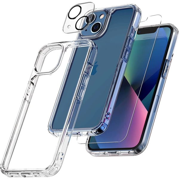 [3 i 1] Designad för iPhone 13 6,1" case med 2 härdat Gl