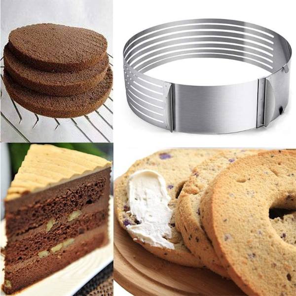 Mousse kageskærer, lagkageskærer, justerbart rustfrit stålkageskæresæt, ideel til at skabe