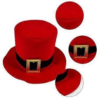 Trendsettende hatt med flat brem og spenne for den moderne bruker. Elegant spennehatt for sceneshow. Rød (Rød)