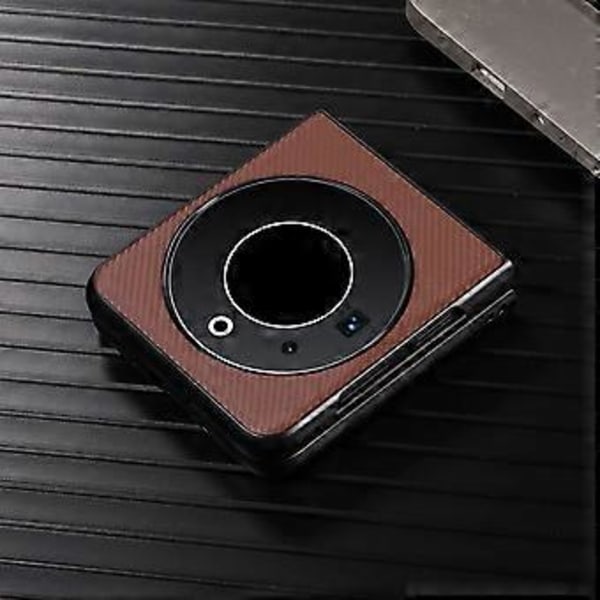Mobilfodral i kolfibertextur med PU-läderbelagt PC för TECNO Phantom V Flip