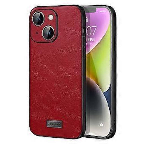 SULADA TPU+PC-fodral med PU-läderbeläggning för iPhone 15, droppsäker baksida (Stil E)