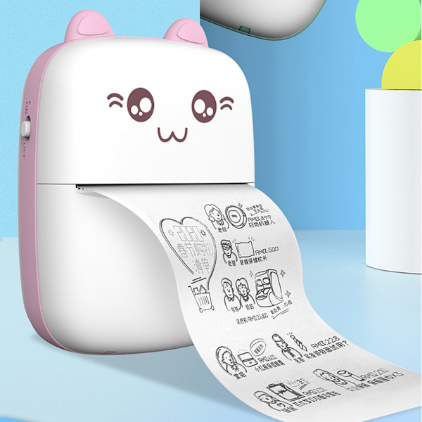 Pink bærbar printer, mini lomme trådløse termiske printere