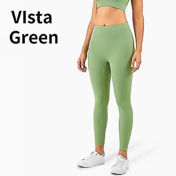 Højtaljede Leggings med Naked Feeling Push Up Sport Kvinder Fitness Løbe Yoga Bukser Energi Sømløse Leggings Gym Pige Leggings (M VIsta Grøn)