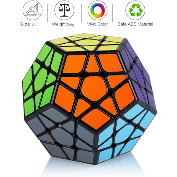 2 kpl, Musta+Väri, Dodekaedri Kuutio 3x3 3x3x3 Nopeus ​​Taika