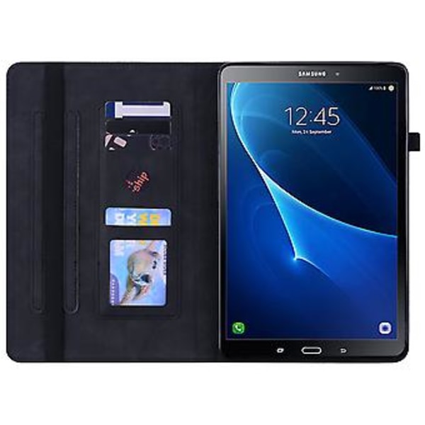 Vetoketjuinen Nahkainen Tabletin Kotelo Samsung Galaxy Tab A 10.1 2016/T580/T585 (Musta)