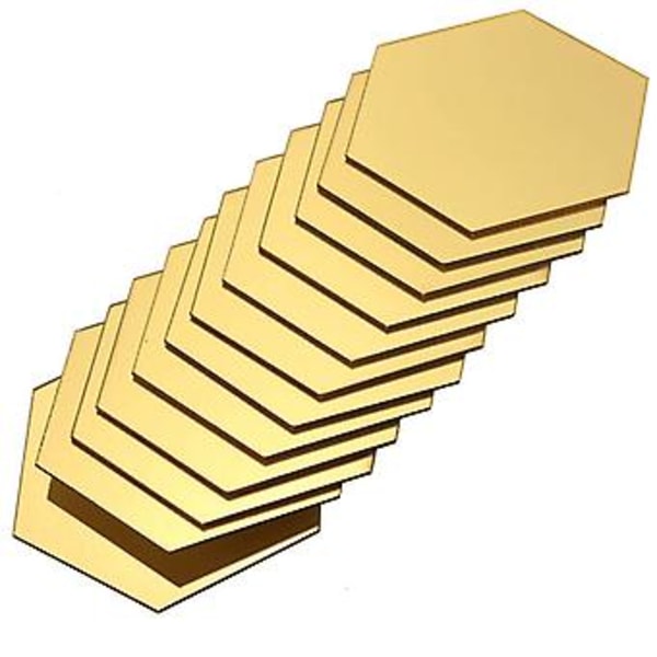 3D Peili Seinätarrat Kuusikulmio Vinyyli Irrotettava Tarra Kodin Sisustus Taide DIY 3 Kokoa (80mm*70mm*40mm Peili Kulta)