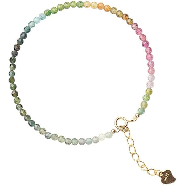 Mycket fint 2mm regnbågsfärgat litet turmalinarmband för kvinnor Wangfu Sto