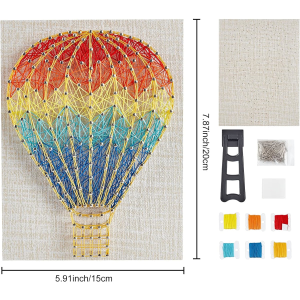 20cmx20cm String Art Crafts Kit för nybörjare Vuxna och barn Handgjord 3D varmluftsballongkonst