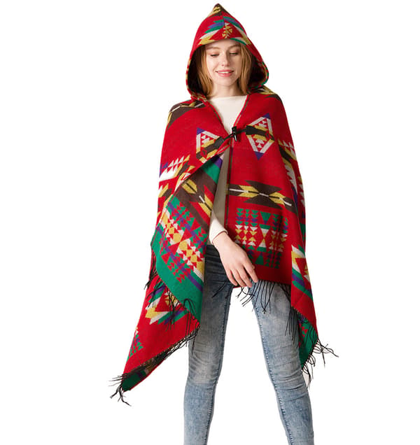 Hettemantel og sjal (rød 135-175CM)