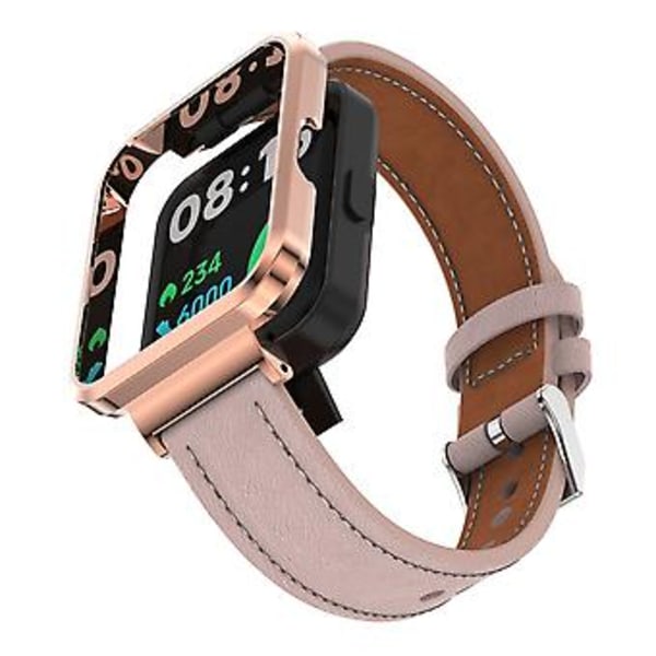 Læder Urrem Til Xiaomi Redmi Watch 2 (Lyse Pink)
