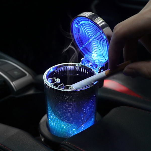Bilskål, Bilaskkopp med LED-lampa, Mini Bilsoppåse, Bärbar