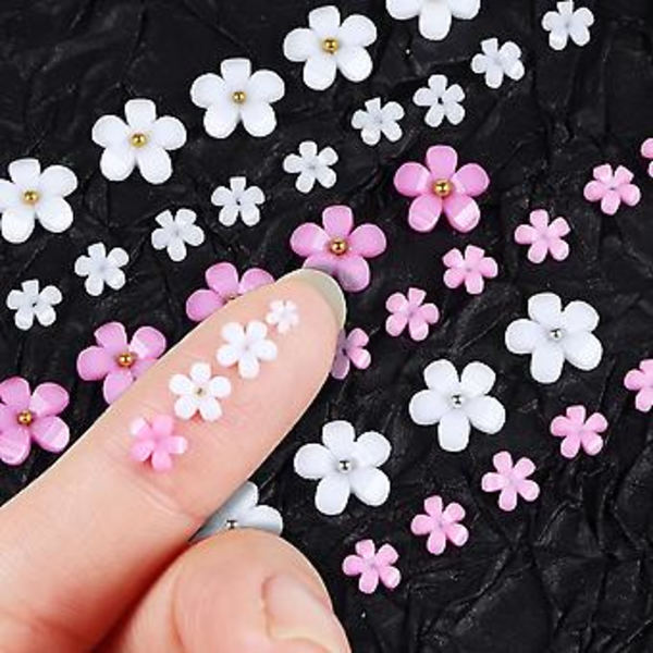 3D Blomster Nagel Charm för Nagelkonst, 6 Rutor 3D Nagelblommor Strass Kit Akryl Resin Körsbärsblommor Nagelkonst Dekaler Charm Med Metallpärlor Nagel D