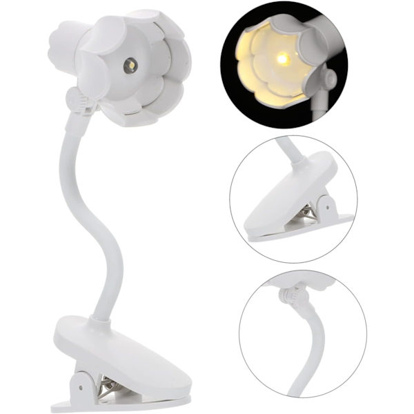 Klipsboglampe, lyshåndværksbordlampe, klips på sengelampe, øjenplejende bordlampe, nat-LED-pærer, plastikbørnelampe