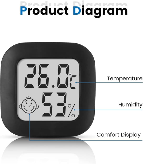 Mini digitalt termometer hygrometer til indendørs brug med høj præcision, Temper