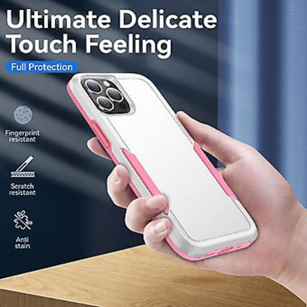 PC + TPU iskunkestävä kotelo iPhone 13 Pro:lle (Valkoinen)