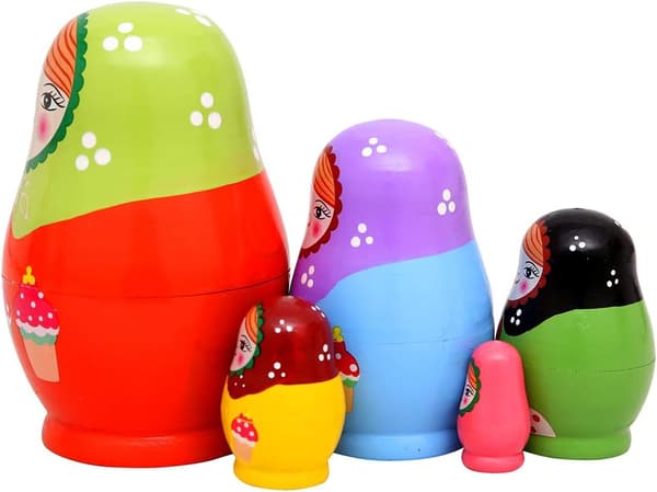 5 stk. Håndlavede russiske trædukker Matryoshka dukker - Sta