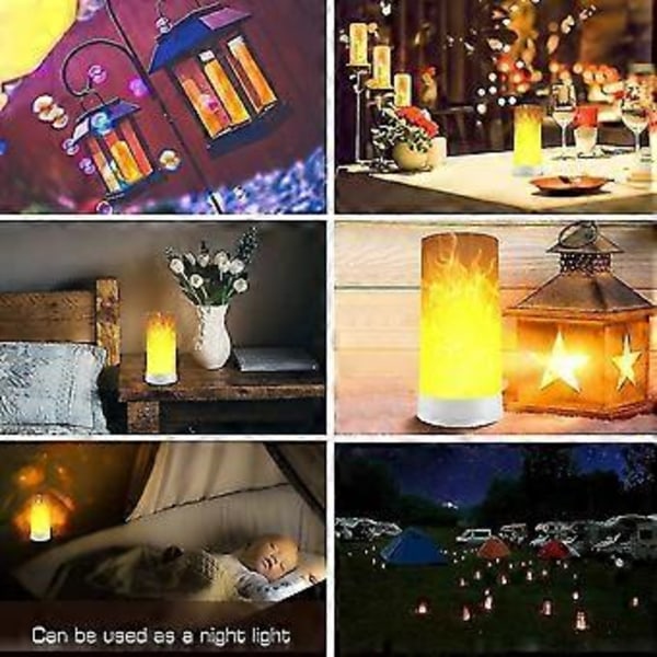 LED Nattlampa LED Kallt Ljus med Fjärrkontroll USB Uppladdningsbar, Blinkande LED Flameffekt