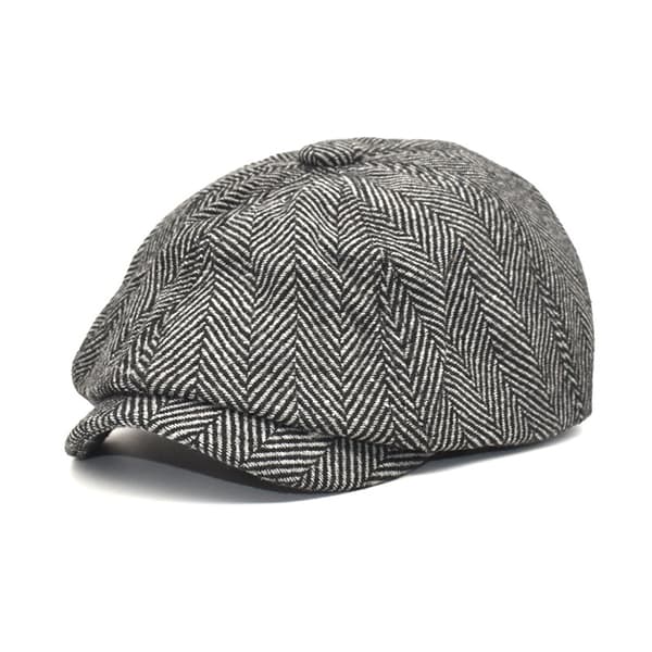 Lysegrå, flat hatt for gutter, tweed Gatsby hatt Ivy Irish hatt for menn