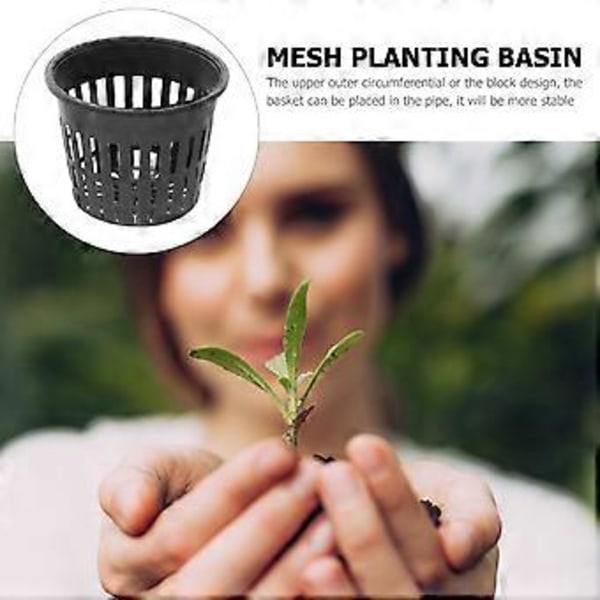 10 st Plast Sukkulenter Kruka Mini Nät Multi-små Planteringsbassäng Hydroponisk Nätkopp Rund Sukkulenter Blomkruka Trädgård Tillbehör (Svart)