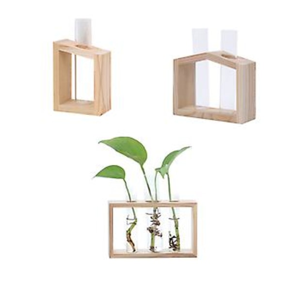 Hydroponisk Glas Provrör Växtvaser Blomkruka Terrarium Behållare Dekorera (3.5*2.6*1.6 tum)