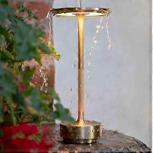 Trådløs Bordlampe Dæmpbar Vandtæt Metal USB Genopladelig Bordlampe (guld)