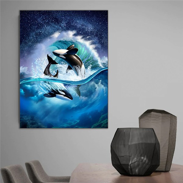 30 x 40 cm, delfin diamantmålning diamantbroderi målning