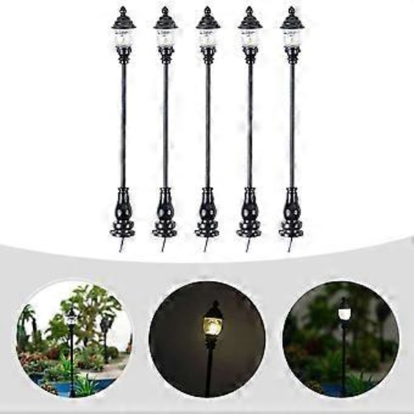 5 stk. Simulerte Miniatyr Hagelys Modell Lys Modell Sandbord Lampe Dekorasjoner