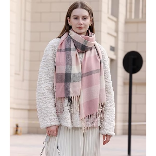 Dam Scarf Lång Sjal Vinter Tjock Varm Stickad Stor Rutig Scarf