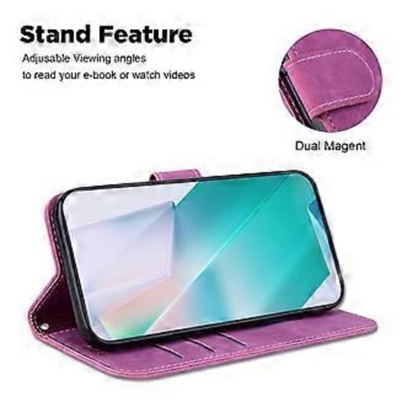 Präglad Läderfodral för iPhone 12 mini (Roseröd)