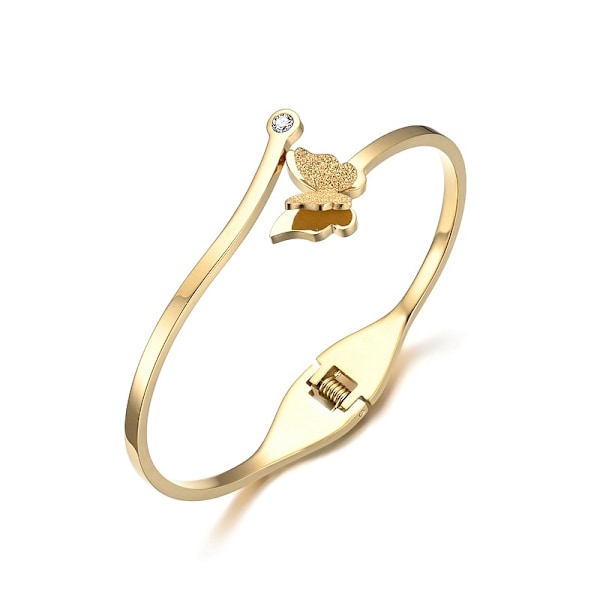 Mote Titanium Stål Armbånd Kvinne Lett Luksus Skrubb Butterfly