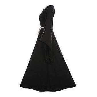 Dame Halloween Renaissance Middelalder Maxi Kjole Gotisk Kostume A(2XL Sort)