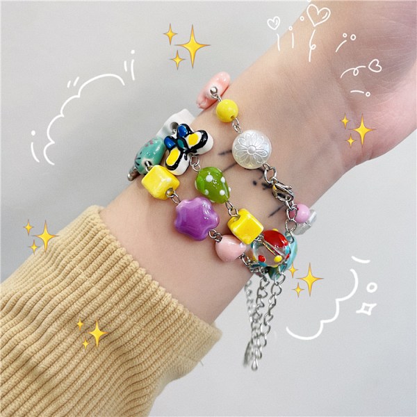 8 st Sommarfärgade Blommiga Armband Indie Handgjorda Flow