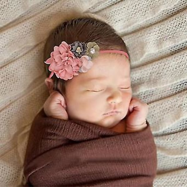 Baby Pige Elastisk Hårbånd Blomst Spædbørn Børn Stræk Hårbånd Toddler Nyfødt Fotografering Rekvisitter Hovedbeklædning Tilbehør (Champagne)