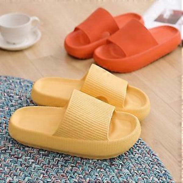 Tykke Platform Badeværelse Hjemmesko Kvinder Blød Sål Eva Indendørs Tøfler Sommer Anti-slip Sandaler Unisex (44 45 Lyseblå)