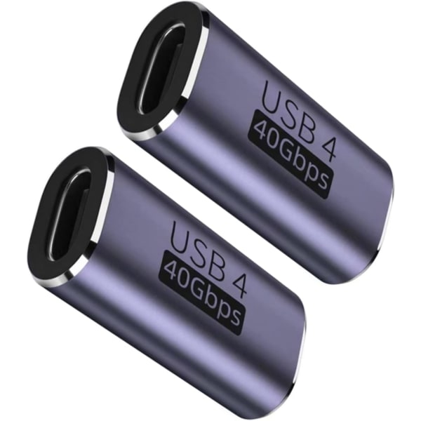 2-pack USB C hona till hona-adapter, USB4 40Gbps-adapterstöd
