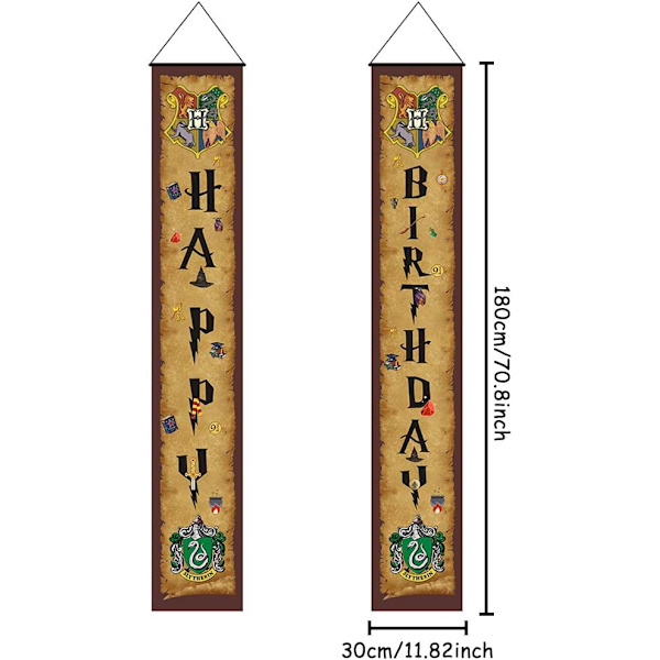 Magisk trollkarl grattis på födelsedagen dörrpar banderoll hänger på pojke en