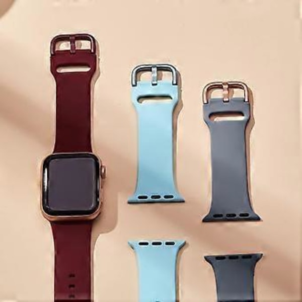 Yhteensopiva Apple Watch -rannekkeiden kanssa 41 mm 40 mm 38 mm, Pehmeä silikoninen urheiluranneke, korvaava hihna klassisen lukon kanssa iWatch Series SE 7 6 5 4 3 2
