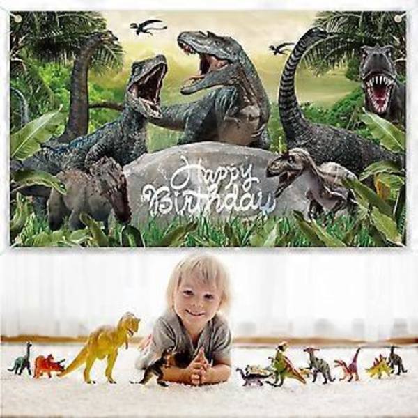 Dinosaurusten Syntymäpäiväkoristeet Banneri Taustakangas Safari Djungel Dinosaurusten Maailma Syntymäpäiväjuhlatarvikkeet Pojille Lapsille Dino-Teemallinen Syntymäpäiväsuosio
