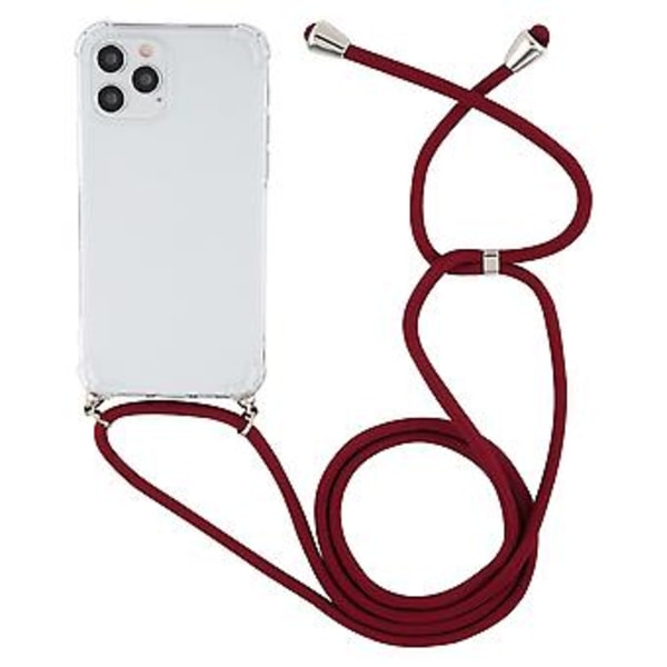 TPU-etui med snor for iPhone 15 Plus (Vinrød)