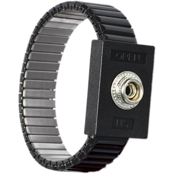 Antistatiska handledsband (Snap-10MM), Antistatiskt justerbart belagt metallhandledsband med jordning ES