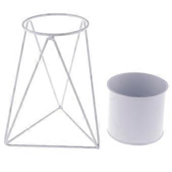 Nordisk Stand Sukkulent blomst farve grøn Pot Minimalistisk Metal Jern Vase Skrivebordsdekoration Rekvisitter (A Hvid)
