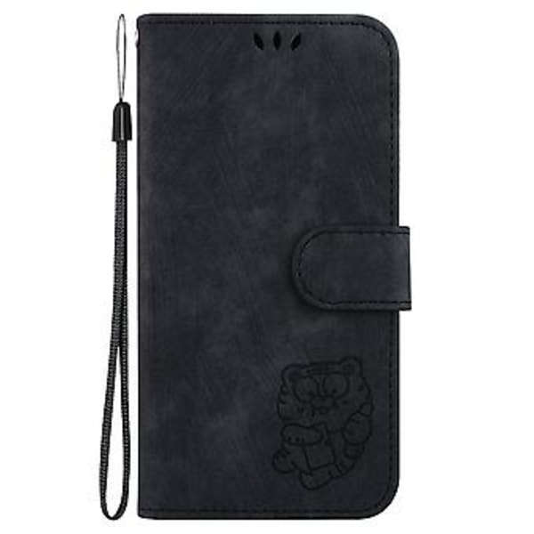 Embosset lærveske for iPhone 13 Pro Max (Svart)