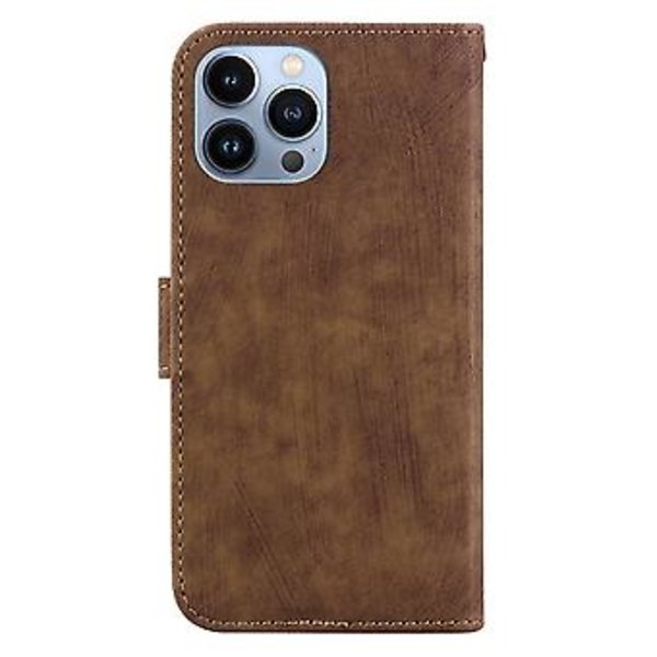 Præget Læderetui Til iPhone 15 Pro Max (Brun)