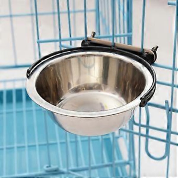 1 stk. 1200ml Rustfrit Stål Pet Foder Skåle Hængende Hunde Vandskåle til Pet Hund Kat (Sølv)