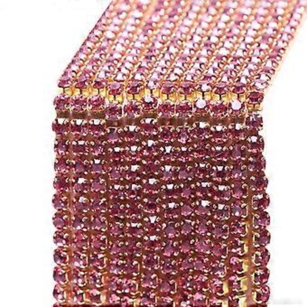 10m Kristallitimantti Suljettu Ketju Koristelu Ompeluun Korukäsitöihin DIY 2mm (Ruusuinen)