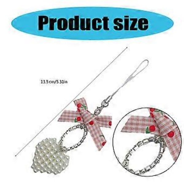 Moderigtige Perler Hjerte Charm med Sløjfe Nøglering Perle Nøglering Taske Vedhæng Multipurpose Nøgleholder til Kvinder
