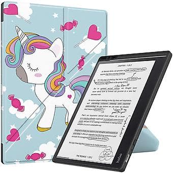Målat Läder Smart Tabletfodral För Kobo Elipsa 2E (Enhörning)