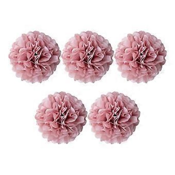 5 stk. Hengbare Papirblomsterballer Trekkblomst Ornament for DIY Papir Bryllup Bursdager (Rosegull)
