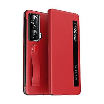 Litchi Mønster PU Telefon Cover til Honor Magic Vs (Rød)
