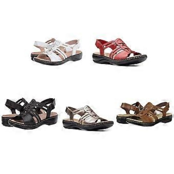 Dames Ortopediske Flat Sandaler Komfortable Sko Sandaler Åpen Tå Ortopedisk Flat (41 Svart)